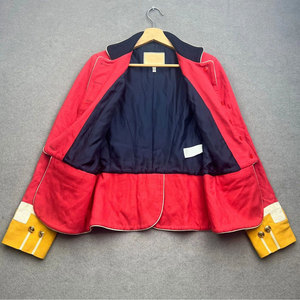 Custom Red Uniform Highland Doublet Jacket with <b>Yellow</b> Facings Handmade Ceremonial Piper Jackets - Product Image 2