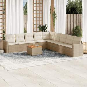 Conjunto de Sofás Modulares Grandes de Ratán Sintético PE Beige para Jardín, Muebles de Jardín Modulares Cómodos - Product Image 1