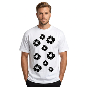 T-shirt pour homme à motif abstrait à pois blancs, manches courtes, col rond, coupe classique, 100% coton jersey, design imprimé - Product Image 2
