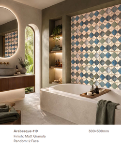 Arabesque103, Azulejos con Patrón Arabesco, Azulejos Verde Salvia, Azulejos Decorativos Verdes, Azulejos Verde Marfil, Azulejos con Patrón Geométrico, M - Product Image 3