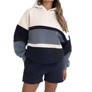 Custom Women's <b>Tracksuits</b> Heavy Weight 500 GSM 350 GSM <b>Polyester</b>/Cotton Fleece Embroidered Oversized Hoodie Shorts - Product Image 2