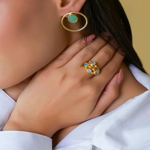 Gold Plated Ball Stud Earrings Women's 22K Hypoallergenic Trendy <b>Gift</b> Jewelry Wholesale Supplier - Product Image 4