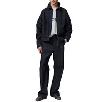 Veste de travail vintage en jean noir pour homme, coupe décontractée, fermeture éclair intégrale, en coton, style streetwear, vêtement d'extérieur, fabrication OEM, marque privée, fabricant sur mesure