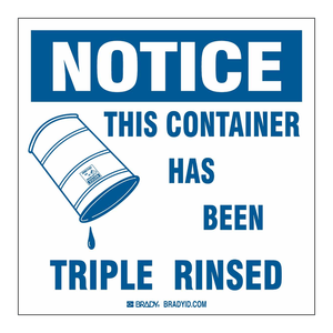 Brady Triple-Rinsed Container Warning Labels <b>Waterproof</b> <b>Adhesive</b> for Chemical Waste Containers - Product Image 3