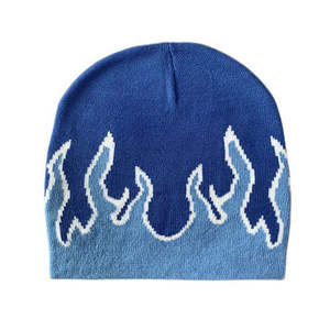 Gorro de Punto Personalizado Unisex con Diseño de Llama, Color Negro/Rojo, en Algodón, con Logotipo Jacquard - Product Image 1