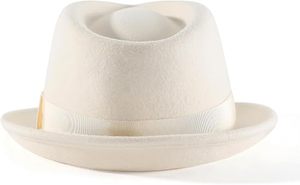White Wool Fedora Hat with Ribbon Band Unisex Classic Style for Casual Wear Spring Autumn 56-58CM - Product Image 2