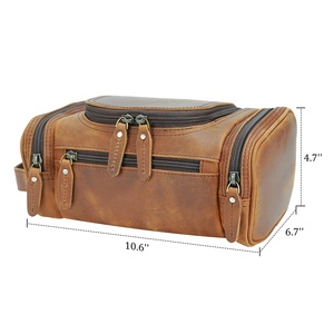 New Design High Quality Genuine Leather Shaving Kit Large Dopp Kit Toiletry Bag Custom Logo <b>Makeup</b> <b>Case</b> Men Women. - Product Image 6