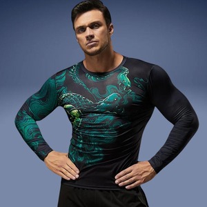 Wholesale Unisex Long Sleeve MMA Rash Guard <b>Custom</b> Logo Kick Boxing Maui Thai BJJ Spandex/Polyester <b>Compression</b> boxing <b>Shirt</b> - Product Image 4