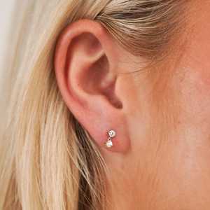 Solitaire Dangle Earrings 8mm <b>Drop</b> Post Push <b>Back</b> 14K Solid Gold Round Lab Grown Diamond Minimalist Modern Jewelry Factory Price - Product Image 4