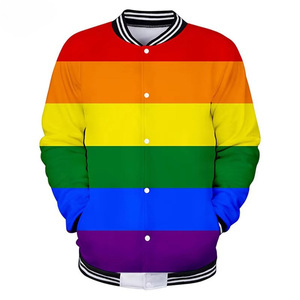 Veste universitaire multicolore arc-en-ciel noir et blanc, impression personnalisée, streetwear unisexe, veste letterman - Product Image 3