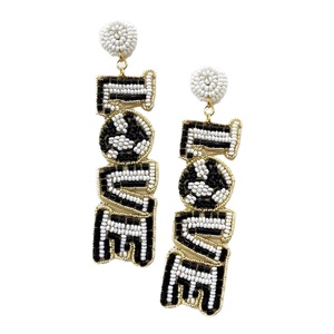 LOVE Soccer Ball Dangle Pendientes Cute Sports Theme University Seed Beads Christian Gifts Game Day Must-Haves - Product Image 1