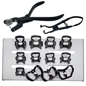 Reusable Manual Stainless Steel Rubber Dam <b>Clamps</b> Kit with <b>Frame</b> Set of 31 Pcs and Tray for Dental Use - Product Image 1