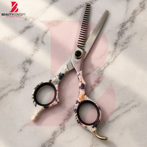 Ciseaux à effiler les cheveux avec poignée en plastique à motifs tendance, ciseaux de barbier professionnels en acier inoxydable, outils de coiffure pour salon - Product Image 6