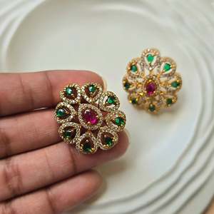 Gold Plated Geometric Stud <b>Earrings</b> with <b>Pearl</b> <b>and</b> <b>Diamond</b> Accents for Party <b>and</b> Gift - Product Image 1
