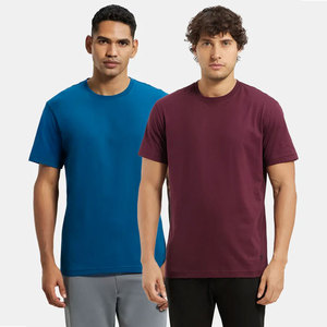 Camiseta de Algodón Peinado de Primera Calidad con Cuello Redondo y Manga Corta, Color Rojo Borgoña, Corte Ajustado, Camiseta Básica de Algodón con Cuello Redondo - Product Image 1