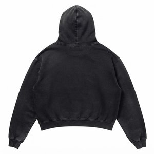 Sudadera con Capucha Extra Grande para Mujer, con Logotipo Personalizado, Color Negro Sólido, Tejido de Algodón, Hombros Caídos, Manga Larga, para Otoño - Product Image 2