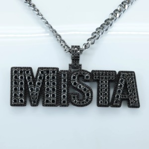 Letter <b>Pendant</b> With Moissanite Stones 925 <b>Silver</b> Black Rhodium Plated Hip Hop Men's Themed Charms Custom <b>Initial</b> Letter <b>Pendant</b> - Product Image 5