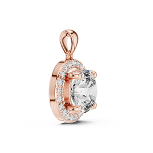 Pendentif en or rose avec diamant certifié IGI, taille brillant, serti halo, pour femme, idéal pour fiançailles, fête ou cadeau, bijou - Product Image 5