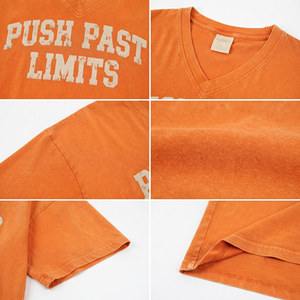 Wholesale Custom V-Neck T-Shirt Vintage Washed Drop Shoulder Tee Ladies Street Style Boxy Tee Shirt Cotton Polyester Gym T-<b>Top</b> - Product Image 6