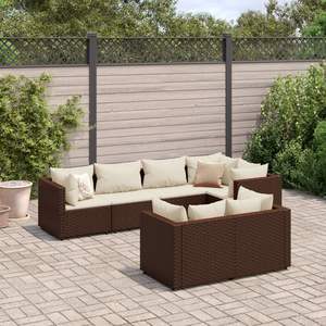 Ensemble de 7 chaises longues de patio en crème et marron pour se détendre dans le jardin - Product Image 1