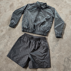 OEM Custom <b>Summer</b> Nylon Polyester Shell Tracksuit Two Piece Jogging Suit Track Windbreaker <b>Jacket</b> Shorts Sets for <b>Men</b> - Product Image 1