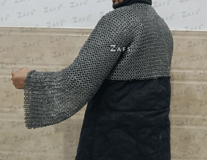 Camisa de Malla Metálica Medieval Hecha a Medida de Acero Suave, Anillos Remachados Planos de 9mm, Manga Completa, Armadura para Reenactment, Disfraz de Caballero para Cosplay - Product Image 5