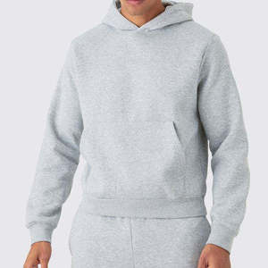 Ensemble de survêtement unisexe gris 2-en-1 avec sweat à capuche et pantalon de jogging, vêtements de sport décontractés, couleur unie, manches longues, en coton léger, automne, grande taille - Product Image 2