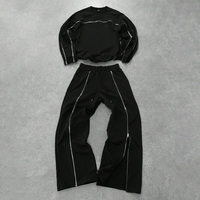 Ensemble de survêtement coupe-vent à capuche imprimé délavé à l'acide avec strass, style streetwear, pour homme et femme, collection hiver, vêtements de sport