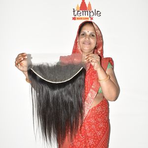 HD 13*<b>6</b> Frontal raw 100% Unprocessed Deep Wave Indian Temple Virgin Women Natural <b>Color</b> Black Vendors Human <b>Hair</b> Extensions - Product Image 1