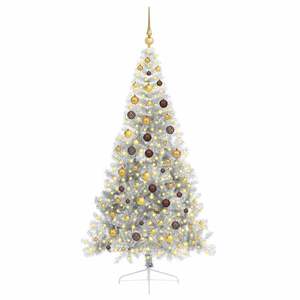 Albero di Natale Artificiale Pre-Illuminato in PET da 210 cm, Alberi di Natale Argentati - Product Image 3