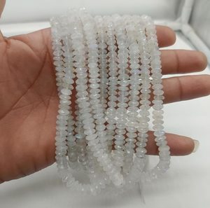 Natural Rainbow Moonstone German Cut Rondelle Beads 6-8mm Faceted Flashy Moonstone Loose <b>Gemstone</b> Beads For Jewelry Making - Product Image 1