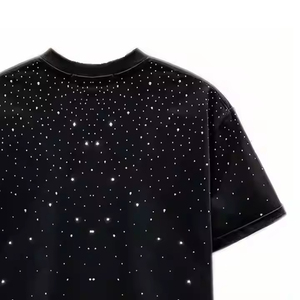 เสื้อยืดผู้ชายคุณภาพพรีเมียมประดับเพชรเทียม ขายส่ง ผลิตจากผ้าฝ้ายถักเนื้อนุ่ม สวมใส่สบายๆ เสื้อยืดผู้ชายประดับเพชรเทียม - Product Image 6