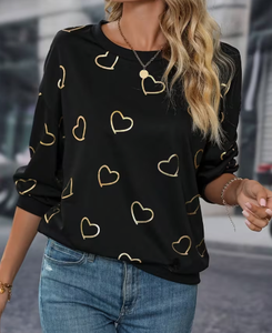 Sudadera de Algodón y Bambú de 180g para Mujer, Diseño Casual con Bloques de Color, Cuello Redondo Asimétrico y Estampado de Dibujos Animados, Suave y Cómoda, para San Valentín - Product Image 6