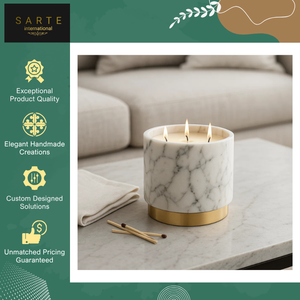 Affordable Price Top Quality Natural <b>Marble</b> <b>Candle</b> Jar with Gold Rim Base Elegant Empty Holder for Luxury Home Decor Use - Product Image 2