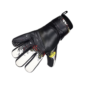 Custom Design Black Full Finger Soccer Goalkeeper <b>Glove</b> with 4mm German Latex and with Emboss on back - Product Image 5