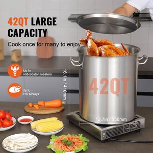 Olla Grande de Acero Inoxidable de 42 Cuartos con Tapa y Asa, Olla Comercial Resistente para Sopa y Uso Comercial, Utensilio de Cocina Multiusos - Product Image 2