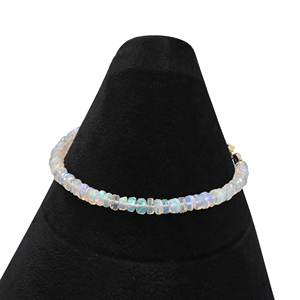 Ethiopian Opal Faceted Rondelle Shape 925 Sterling Silver 18K Gold Plated Adjustable Charm <b>Beaded</b> <b>Bracelet</b> For Party Wear - Product Image 2