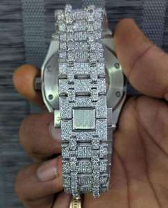 Moissanite Diamond <b>Watch</b> for Men Luxury Iced-Out Stainless Steel Quartz Wristwatch Sapphire Crystal Dial 10 Bar Water Resistant - Product Image 4
