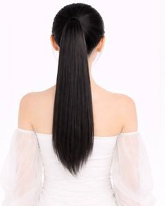 Cola de Caballo de 24 Pulgadas, Color Negro Natural, Calidad Super Double Drawn, Textura de Cabello Liso - Product Image 6