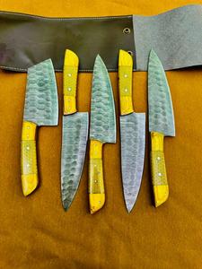 High Quality Durable Sustainable <b>Sharp</b> Damascus Steel Ambidextrous Chef <b>Knife</b> <b>Set</b> 67-Layer Blade Design Five-Piece Handmade - Product Image 4