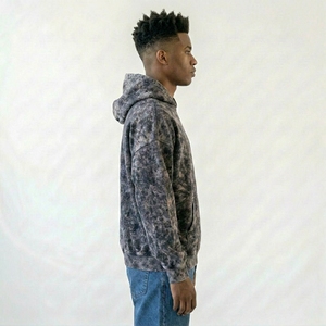 Sudadera con capucha para hombre de lavado vintage, con efecto tie-dye mármol, estilo oversize streetwear, hombro caído, de forro polar de alto gramaje - Product Image 3