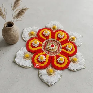Décoration de sol en feutre non tissé en forme de fleur pour Diwali, faite à la main, style bohème, pour entrée et intérieur - Product Image 4