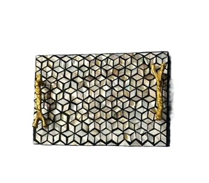 Bandeja de diseño de estilo famoso con incrustaciones de nácar, bandeja de servir de nácar, bandeja de MDF, bandejas decorativas, bandeja de resina a un precio mayorista muy bajo - Product Image 1