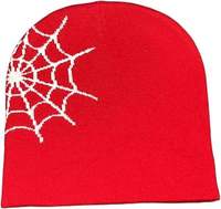 Gorro de Punto Jacquard Rojo de Alta Calidad con Diseño Graffiti Vision, Opciones de Logotipo Personalizado, Gorro de Invierno Acrílico Cálido para Streetwear, Venta al Por Mayor