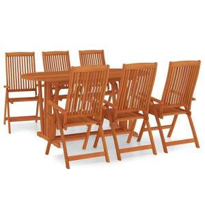 Ensemble de salle à manger de jardin en bois d'eucalyptus massif brun rougeâtre, 7 pièces - Product Image 2