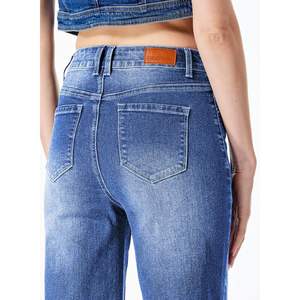 2025 <b>Women's</b> Size 12 Casual High Waisted Straight <b>Stretch</b> Denim Pants Breathable Wide Leg <b>Jeans</b> <b>with</b> Animal Pattern Pockets - Product Image 1