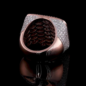 Luxury Moissanite Iced Baguette <b>Ring</b> Rose Gold Tone Diamond Look <b>Statement</b> <b>Ring</b> Hip Hop Jewelry Bold Square Design - Product Image 5