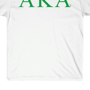 Camiseta con letras AKA, blanca y verde, con estampado gráfico AKA, cuello redondo, manga corta, informal, para hermandades - Product Image 6