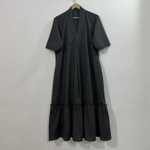 เดรสลำลองผู้หญิง ผ้าทอ 100% คอตตอน แขนสั้น ทรงเอ็มไพร์ เอวสูง ทรงเบบี้ดอลล์ โอเวอร์ไซส์ คอวี ทรงหลวม สไตล์ราชสถาน - Product Image 4