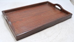 Grand plateau de service vintage en bois, artisanal et ancien - Product Image 4
